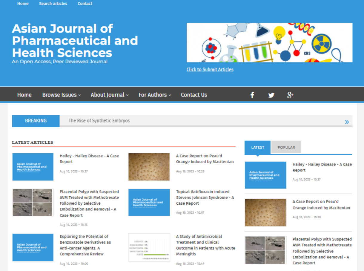 Asian Journal of Pharmaceutical and Health Sciences