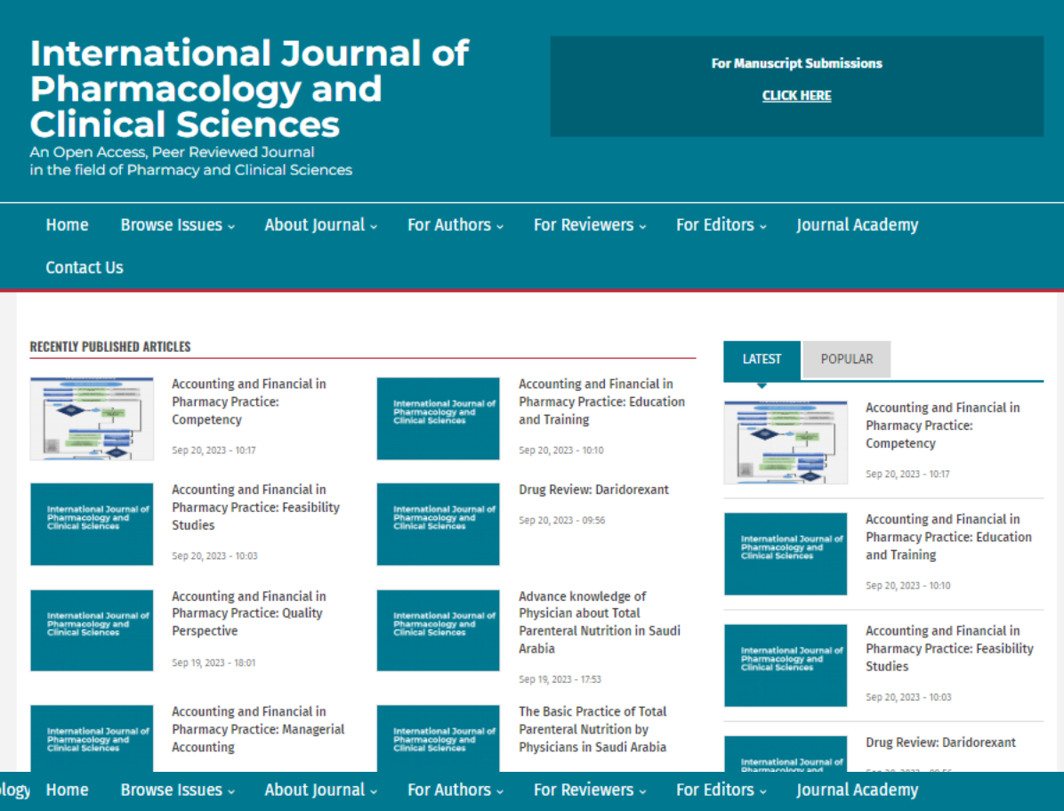 International Journal of Pharmacology and Clinical Sciences