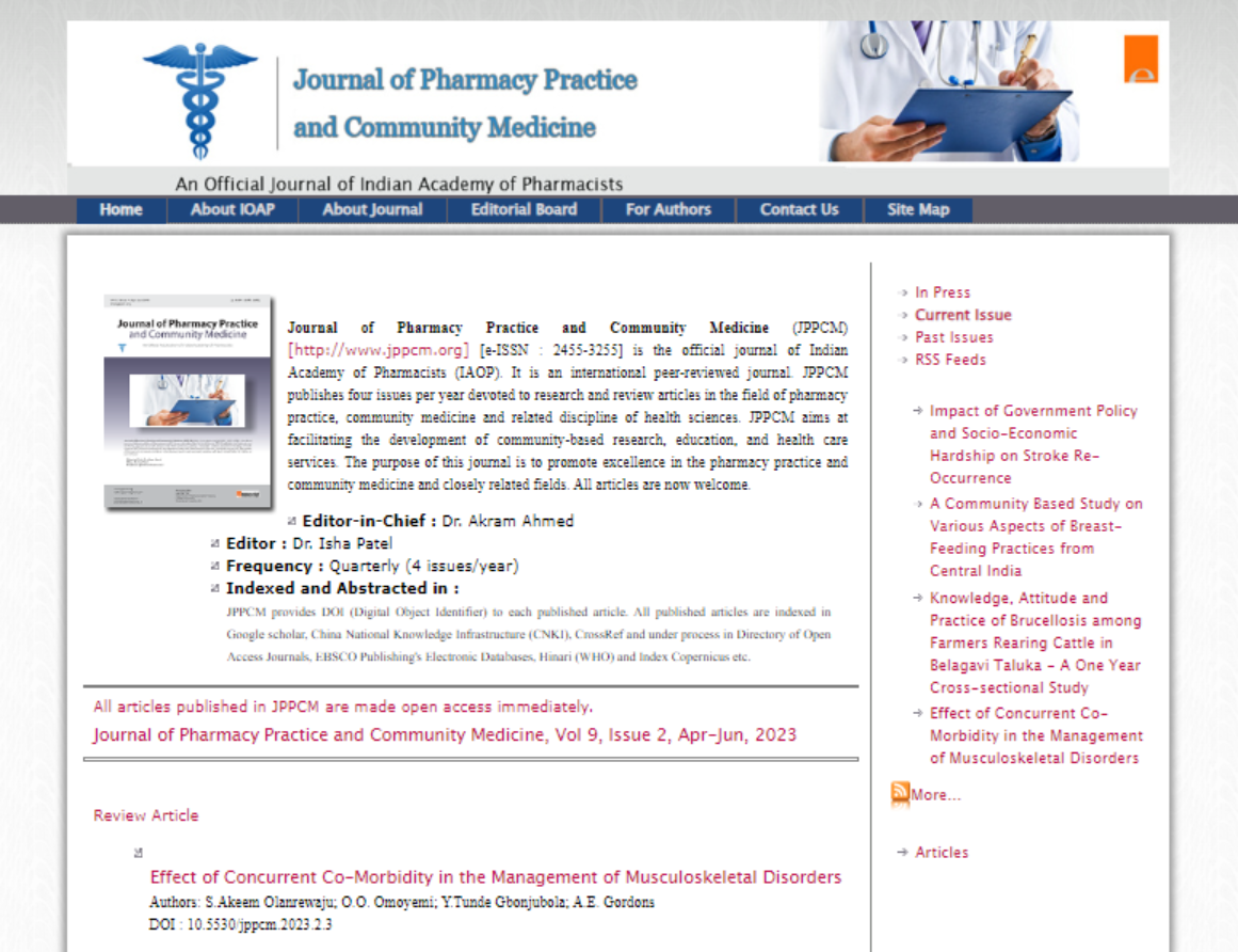 Journal of Pharmacy Practice and Community Medicine